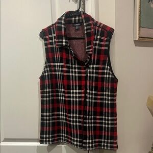 Chaps Women's Sleeveless Red and Black Checkered Blouse